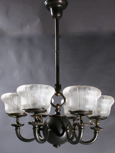 3 and 3 Gas and Electric Chandelier